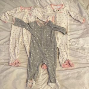 Carter’s Infant Girls’ Onesie Pajamas (Set of 3) - All Size 9 Months